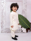 Kid One Full Sleeves Zig Zag Embroidered Cotton Kurta Pyjama Set For Boys Offwhite