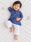 Kid One Infants Bandhej Print Cotton Kurta With Pyjama Set For Boys Blue