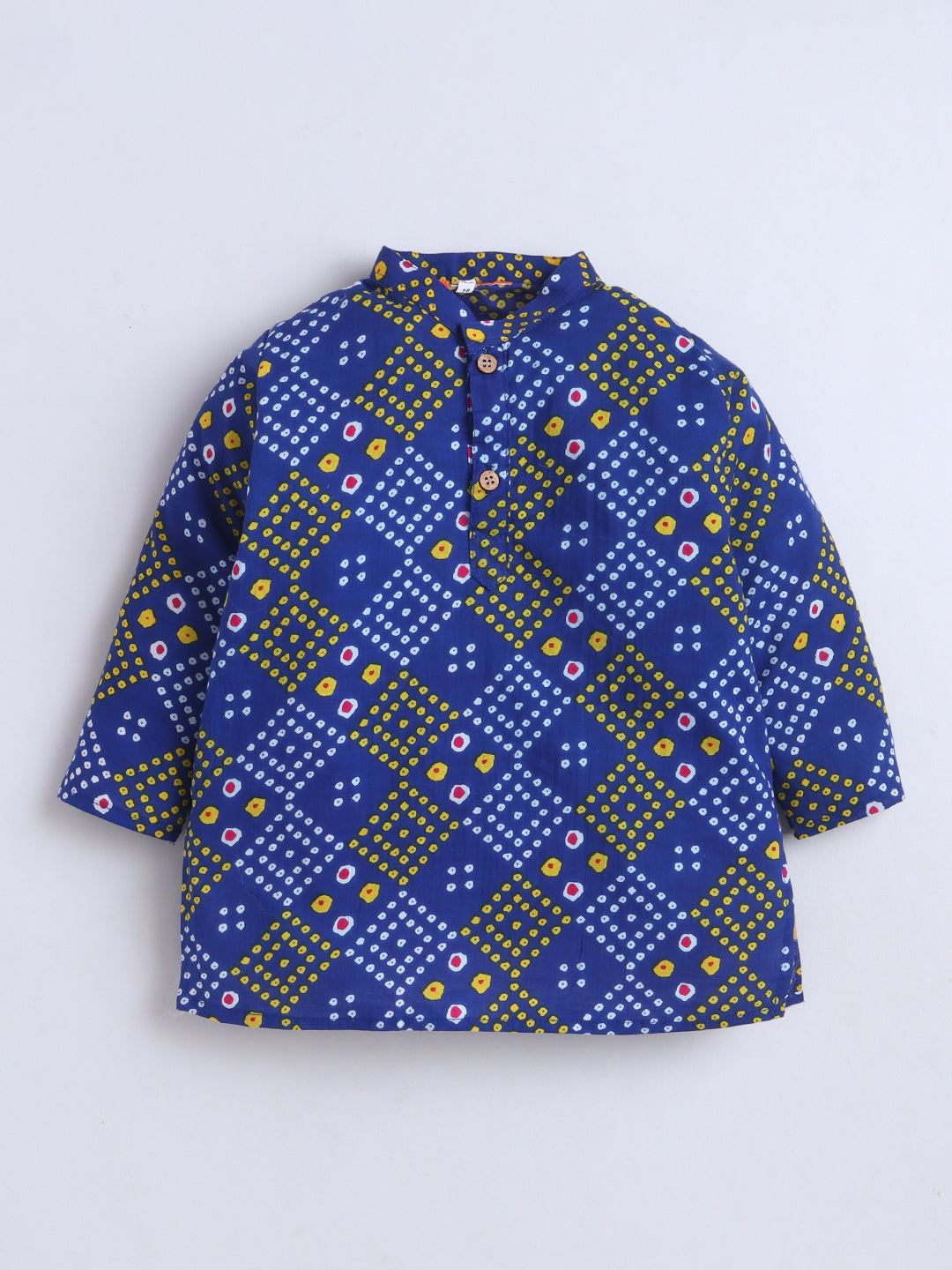 Kid One Infants Bandhej Print Cotton Kurta With Pyjama Set For Boys Blue