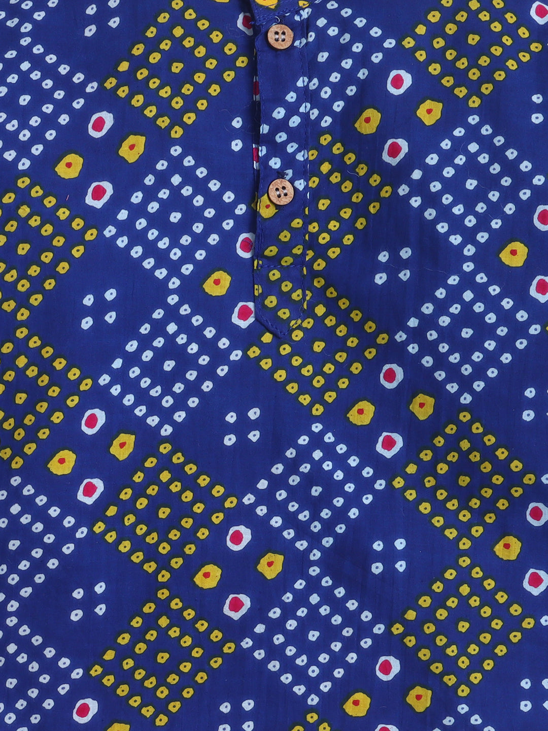 Kid One Infants Bandhej Print Cotton Kurta With Pyjama Set For Boys Blue