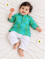 Kid One Infants Bandhej Print Cotton Kurta With Pyjama Set For Boys Green
