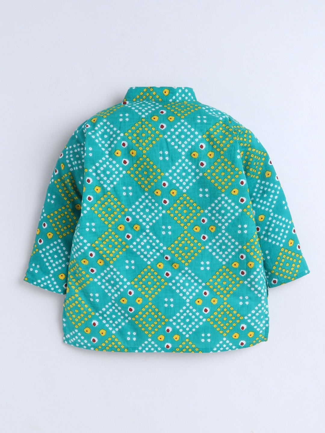 Kid One Infants Bandhej Print Cotton Kurta With Pyjama Set For Boys Green