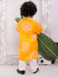 Kid One Full Sleeves Printed Cotton Kurta Pyjama Set For Boys Orange