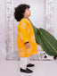 Kid One Full Sleeves Printed Cotton Kurta Pyjama Set For Boys Orange