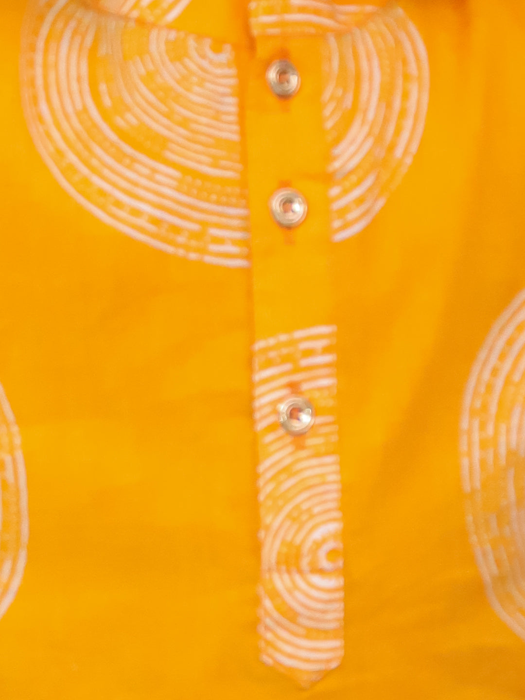 Kid One Full Sleeves Printed Cotton Kurta Pyjama Set For Boys Orange