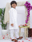 Kid One Pure Cotton Chikankari  Kurta Pajama Set For Boys White