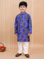 Kid One Bandhej Print Cotton Kurta With Pyjama Set For Boys Blue