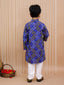 Kid One Bandhej Print Cotton Kurta With Pyjama Set For Boys Blue