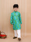 Kid One Bandhej Print Cotton Kurta With Pyjama Set For Boys Green