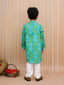 Kid One Bandhej Print Cotton Kurta With Pyjama Set For Boys Green