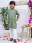 Kid One Sequins Work Kurta Pyjama Set For Boys Green