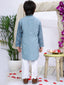 Kid One Sequins Work Kurta Pyjama Set For Boys Grey