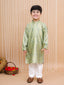 Kid One Foil Printed Kurta Pajama Set For Boys Green