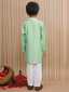 Kid One Jacquard Kurta Pajama With Attached Jacket For Boys Green