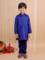 Kid One Kurta Pajama With Embroidered Jacket For Boys Navy