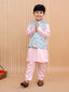 Kid One Kurta Pajama With Embroidered Jacket For Boys Peach