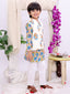 Kid One Phool Bahar Pure Cotton Kurta Pajama With Jacket Set For Boys Blue