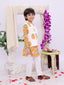 Kid One Phool Bahar Pure Cotton Kurta Pajama With Jacket Set For Boys Orange