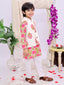 Kid One Phool Bahar Pure Cotton Kurta Pajama With Jacket Set For Boys Pink