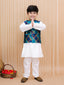 Kid One Bandhani Bundi Jacket With Kurta Pyjama Set For Boys Green