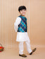 Kid One Bandhani Bundi Jacket With Kurta Pyjama Set For Boys Green