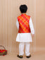 Kid One Bandhani Bundi Jacket With Kurta Pyjama Set For Boys Orange