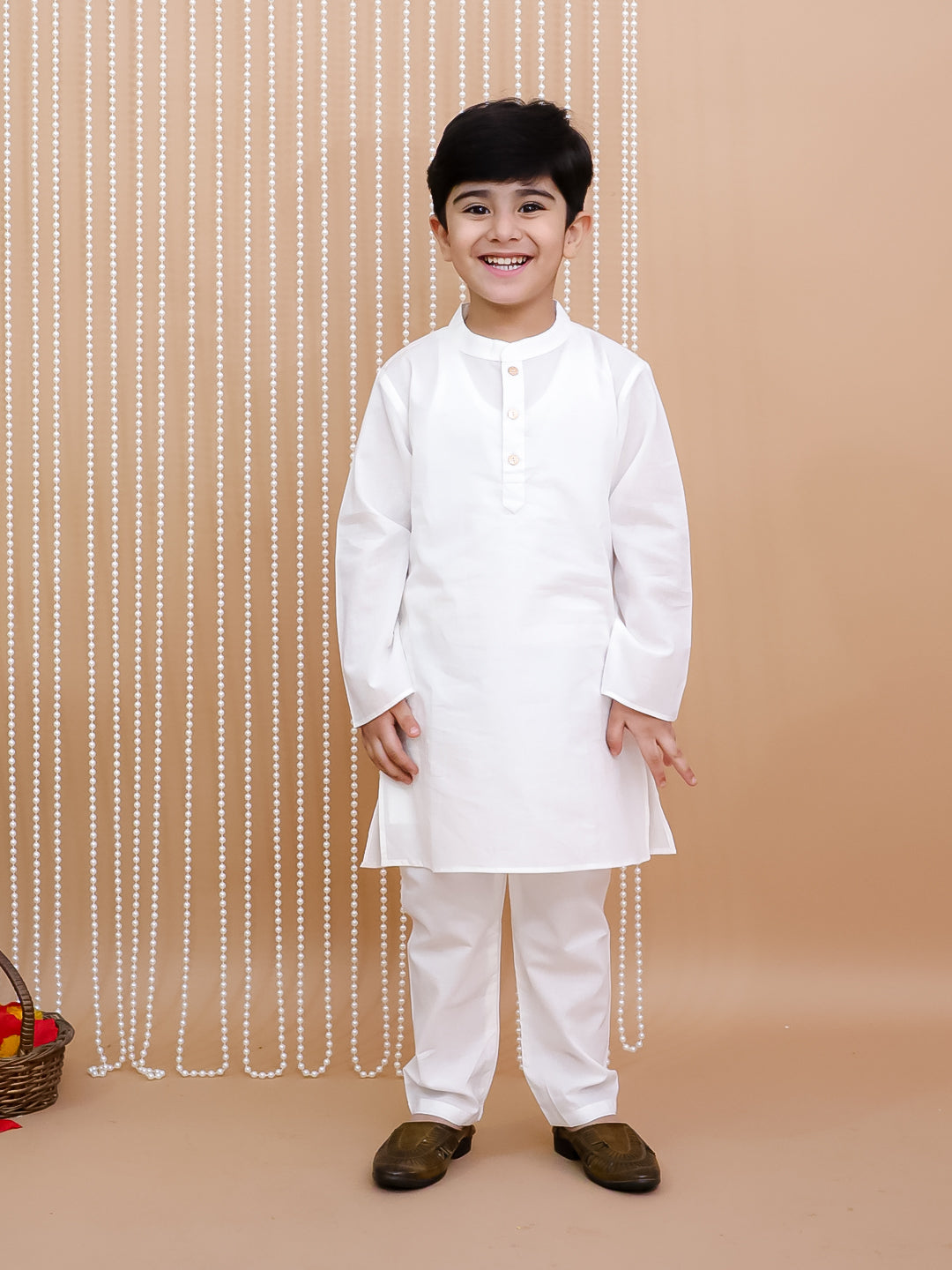 Kid One Bandhani Bundi Jacket With Kurta Pyjama Set For Boys Orange