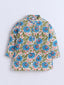 Kid One Infants Phool Bahar Pure Cotton Kurta Pajama With Jacket Set For Boys Blue