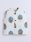 Kid One Infants Phool Bahar Pure Cotton Kurta Pajama With Jacket Set For Boys Blue