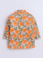 Kid One Infants Phool Bahar Pure Cotton Kurta Pajama With Jacket Set For Boys Orange