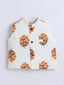 Kid One Infants Phool Bahar Pure Cotton Kurta Pajama With Jacket Set For Boys Orange