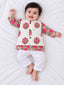 Kid One Infants Phool Bahar Pure Cotton Kurta Pajama With Jacket Set For Boys Pink