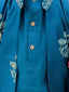 Kid One Block Print Anarkali Pant With Dupatta For Girls With Block Print Kurta Pyjama With Jacket Set For Boys Blue