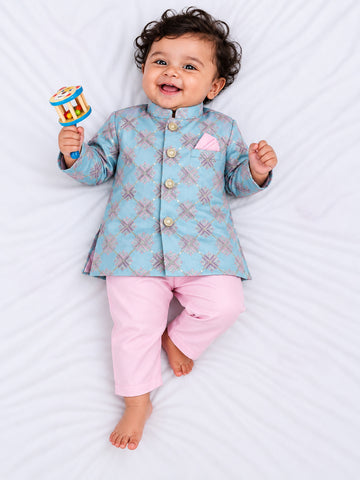 Kid One Embroidered Kurta Pyjama Set For Boys Peach