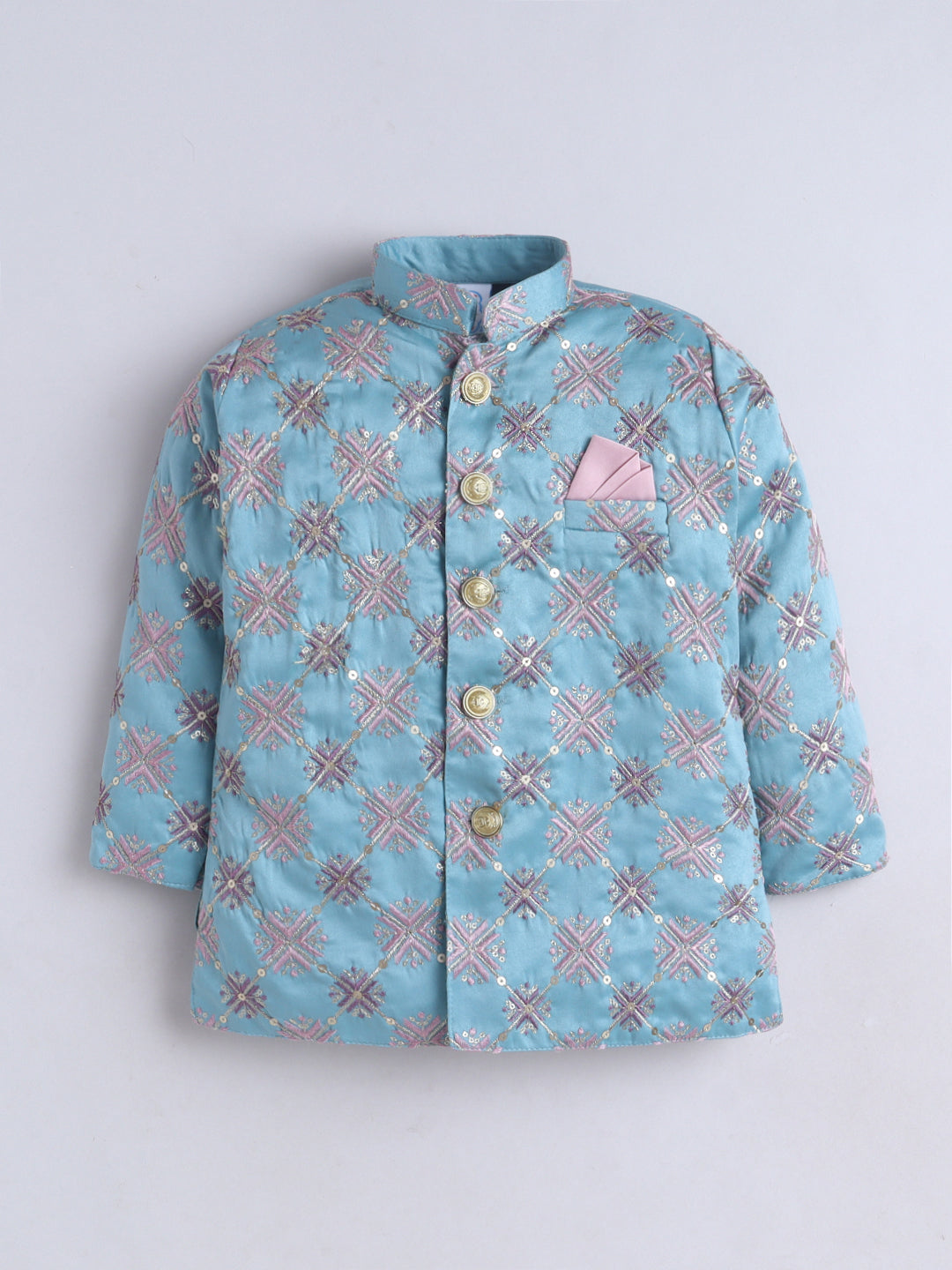 Kid One Embroidered Kurta Pyjama Set For Boys Peach