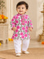 Kid One Floral Print Kurta Pyjama Set For Boys Pink