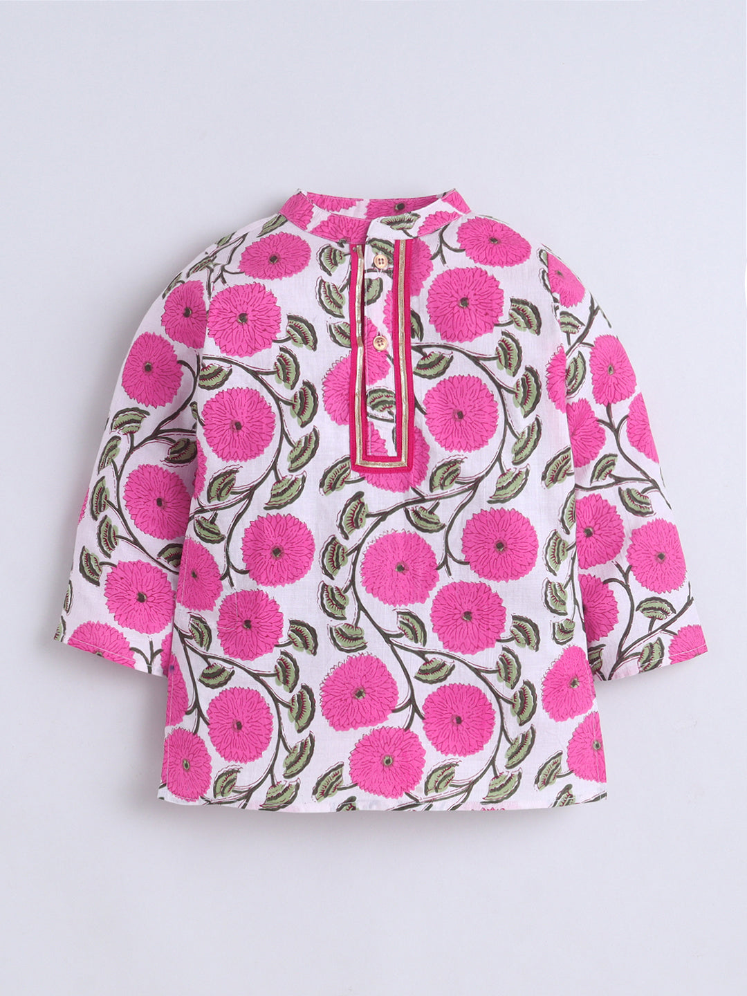 Kid One Floral Print Kurta Pyjama Set For Boys Pink