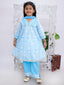 Kid One Floral Printed Kurti Palazzo With Dupatta For Girls Blue
