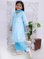 Kid One Floral Printed Kurti Palazzo With Dupatta For Girls Blue