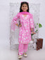 Kid One Floral Printed Kurti Palazzo With Dupatta For Girls Pink