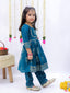 Kid One Block Print Anarkali Pant With Dupatta For Girls Blue