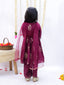 Kid One Block Print Anarkali Pant With Dupatta For Girls With Block Print Kurta Pyjama With Jacket Set For Boys Wine