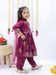 Kid One Block Print Anarkali Pant With Dupatta For Girls Wine
