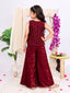 Kid One Mehreen Royal Silk Zari Embroidery Top Palazzo Set For Girls Brown