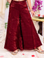 Kid One Mehreen Royal Silk Zari Embroidery Top Palazzo Set For Girls Brown