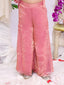 Kid One Royal Silk Zari Embroidery Mehreen Top Plazzo Set For Girls Pink