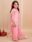 Kid One Royal Silk Zari Embroidered Kurti Plazzo With Dupatta Set For Girls Pink