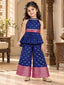 Kid One Woven Peplum Top With Palazzo Set For Girls Navy