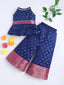 Kid One Woven Peplum Top With Palazzo Set For Girls Navy