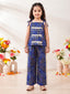 Kid One Bandhani Print Cotton Co-ord Set For Girls With Bandhej Print Cotton Kurta With Pyjama Set For Boys Blue